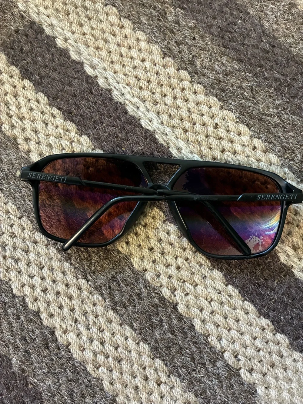 Vintage Serengeti Drivers 5310K Black Aviator Sunglasses Corning Glass Japan